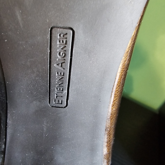 Etienne Aigner HAVEN Shimmering Bronze VINTAGE Heels Women's Size 10 - Picture 11 of 14